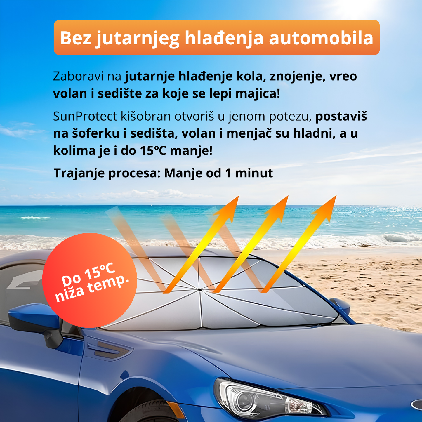 SunProtect - Reflektivni kišobran za šoferku 1+1 Gratis