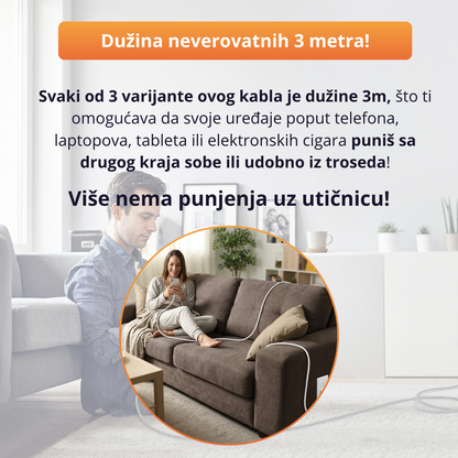ChargeUp - Ekstra dugački kabl za punjenje - 3m
